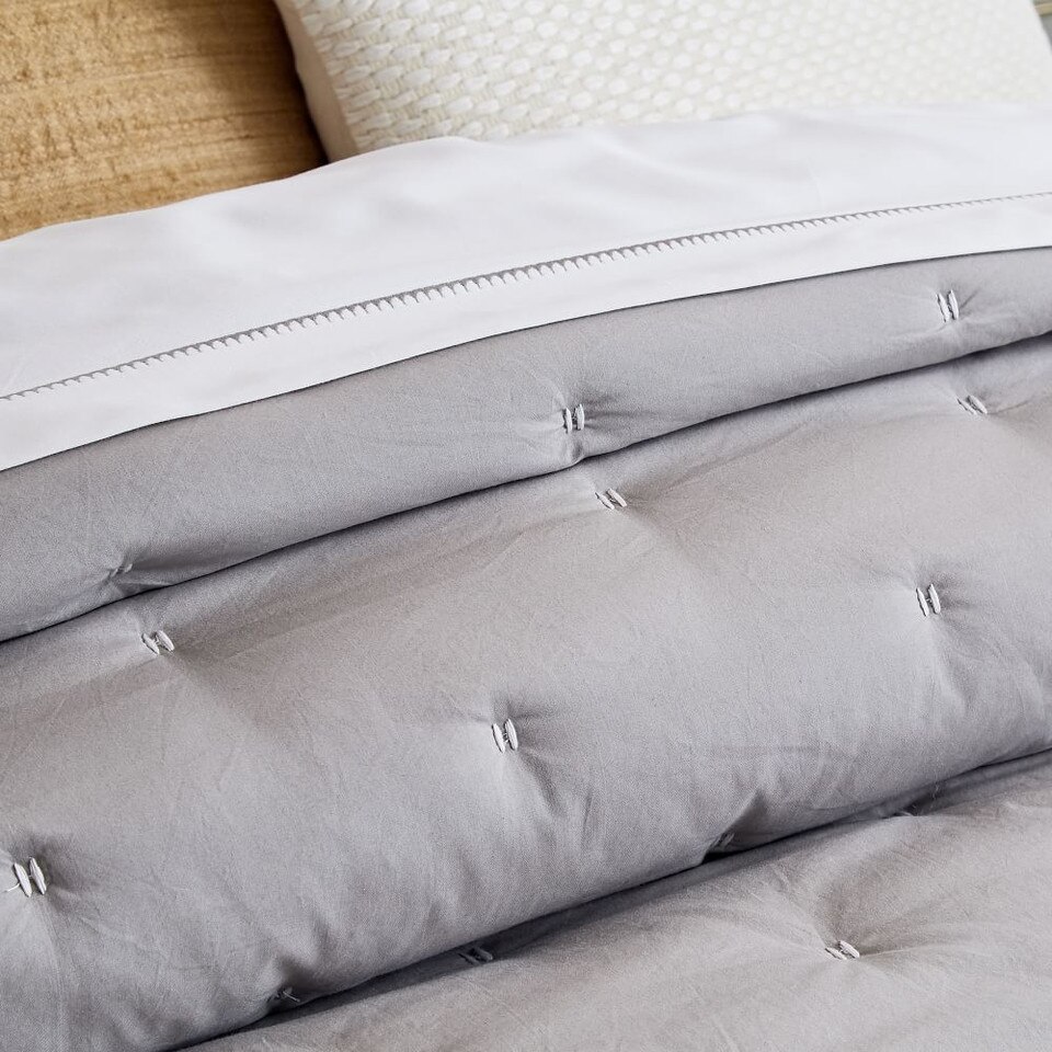 Organic Washed Cotton Percale Bedspread & Pillowcases Platinum west